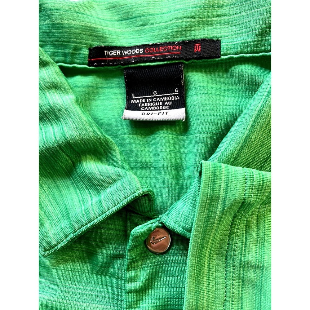 Nike Tiger Woods Collection Dri-FIT Green Space Dye Golf Polo Large 457988-317